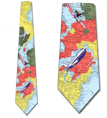 World Map with Planes Necktie
