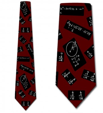 Chalkboard Repeat Black on Red Necktie