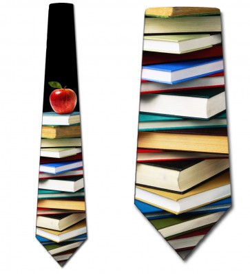 Apple and Book Stack Necktie