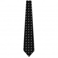 Race Horse White on Black Small Print Necktie