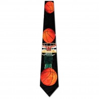 Basketballs and Hoop Black Necktie