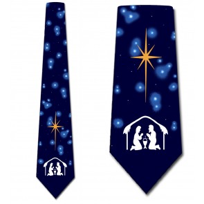 Modern Nativity Necktie Navy