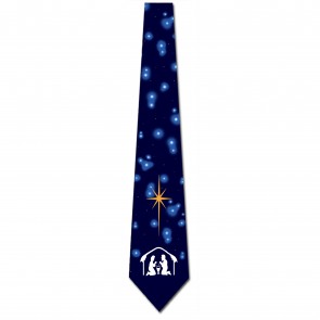 Modern Nativity Necktie Navy