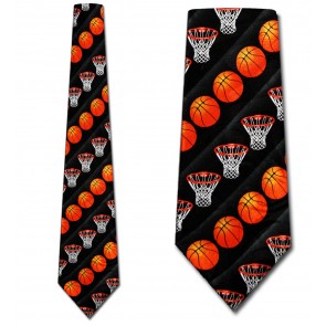 Basketballs and Nets Stripe Black Necktie