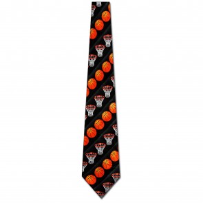 Basketballs and Nets Stripe Black Necktie